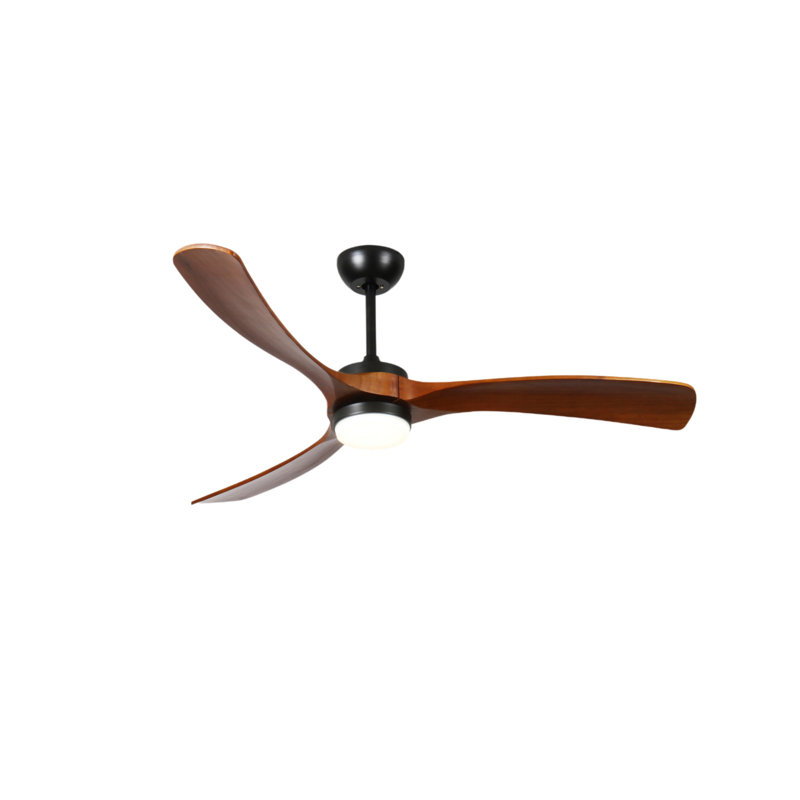 Ventilateur de plafond avec 3 pales en bois massif, 52 po de largeur
