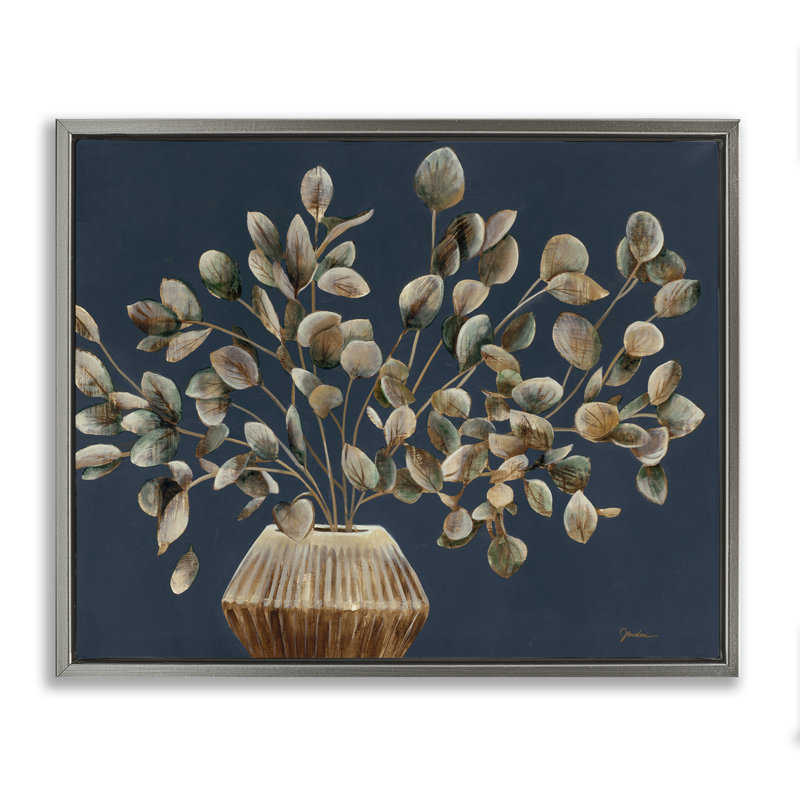 «Rustic Eucalyptus Leaves», encadrée par Liz Jardine, H 25 po x l 31 po, Cadre flottant gris lustré