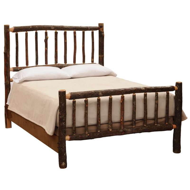 Fireside Lodge Hickory Log Traditional Bed - Single - Cinnamon, Twin, Rustic Alder