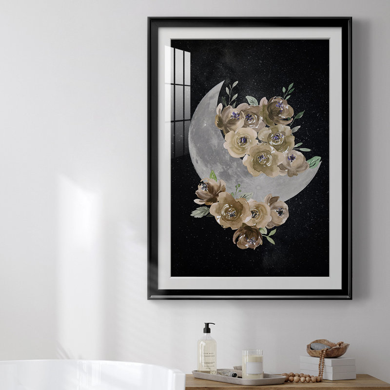 «Bohemian Moon», reproduction encadrée de qualité supérieure - prête à être accrochée, H 36,5 po x l 26,5 po x P 1 po, Noir