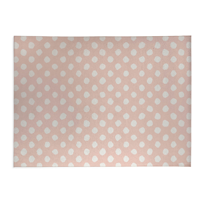 Tapis de cuisine Dot Dot, Rose, Rectangulaire 3 pi x 5 pi, Grunge à pois