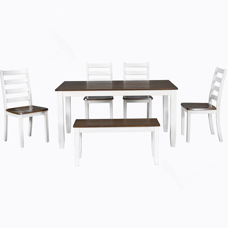 Ensemble de table de salle à manger 6 pièces avec 4 chaises et un banc