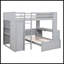 Lit mezzanine double avec lit simple, étagères, bureau et garde-robe - gris, peu encombrant et multifonctionnel