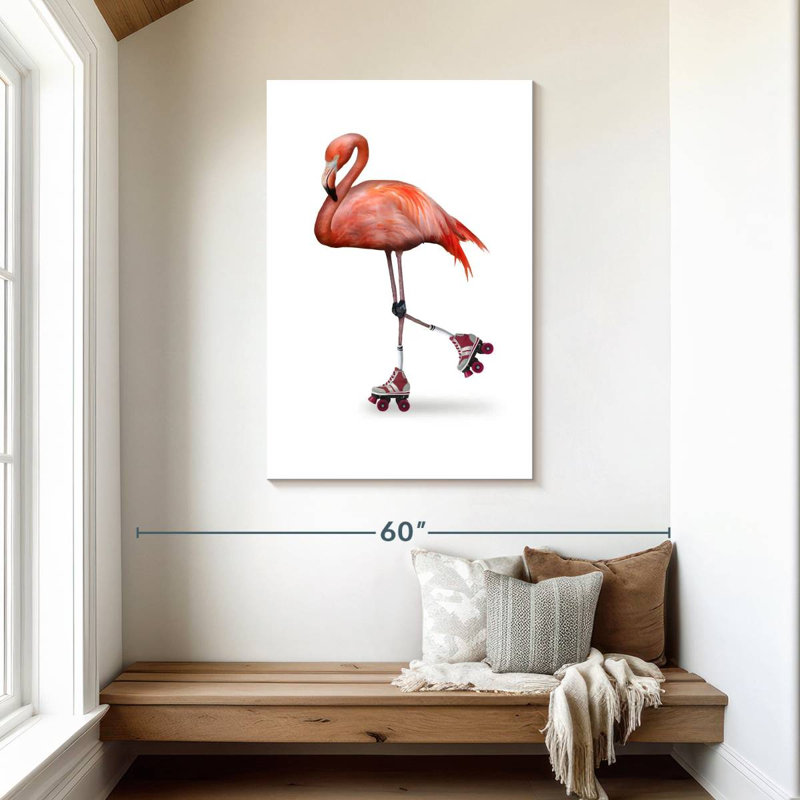 Flamingo Roller Skating, 45" H x 30" W