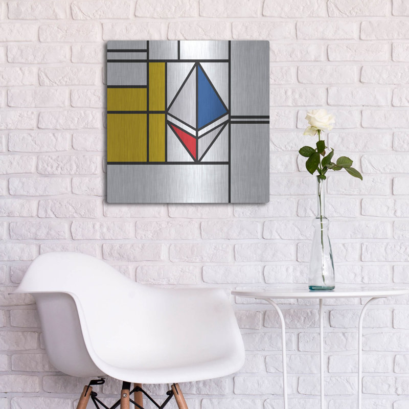 «Mondrian 3937 Ethereum Crypto Art» par Luxe Metal Portfolio, H 24 po x l 24 po