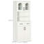 White Tall Kitchen Larder Cupboard, Freestanding Pantry Cabinet with Glass Doors, 2 Drawers & Adjustable Shelves
