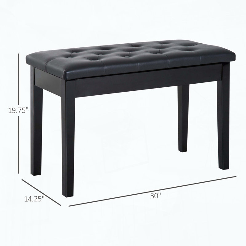 Banc de piano, banc de piano, fauteuil de piano en duo, Noir, Noir