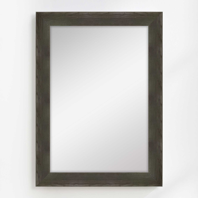 Arber Solid Wood Flat Mirror, Charcoal Black, 43" x 31"