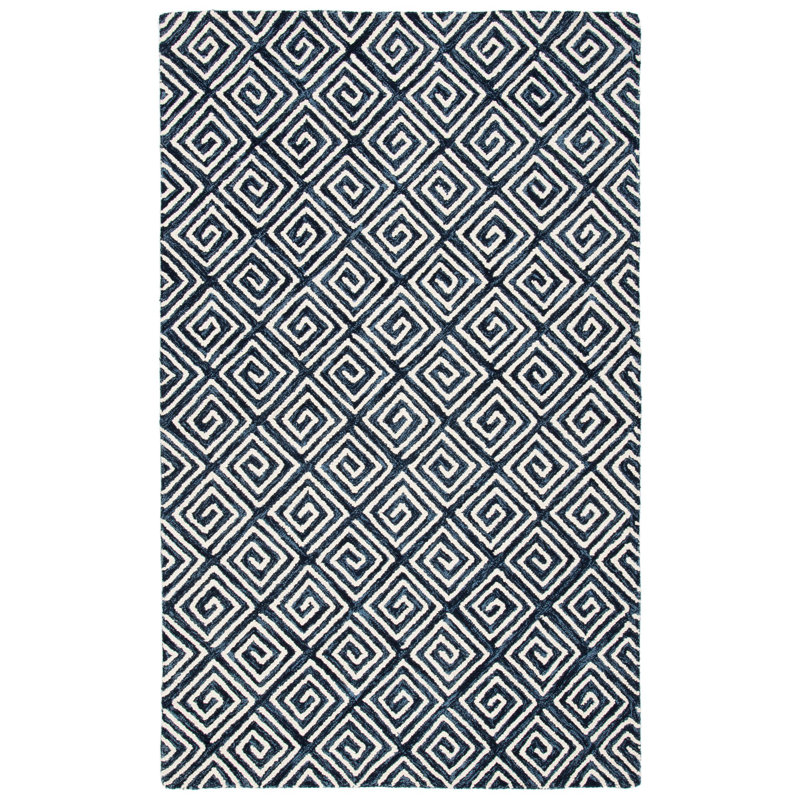 Tashieka Hand Tufted Wool And Cotton With Latex Geometric Rug, Rectangle 4' x 6'