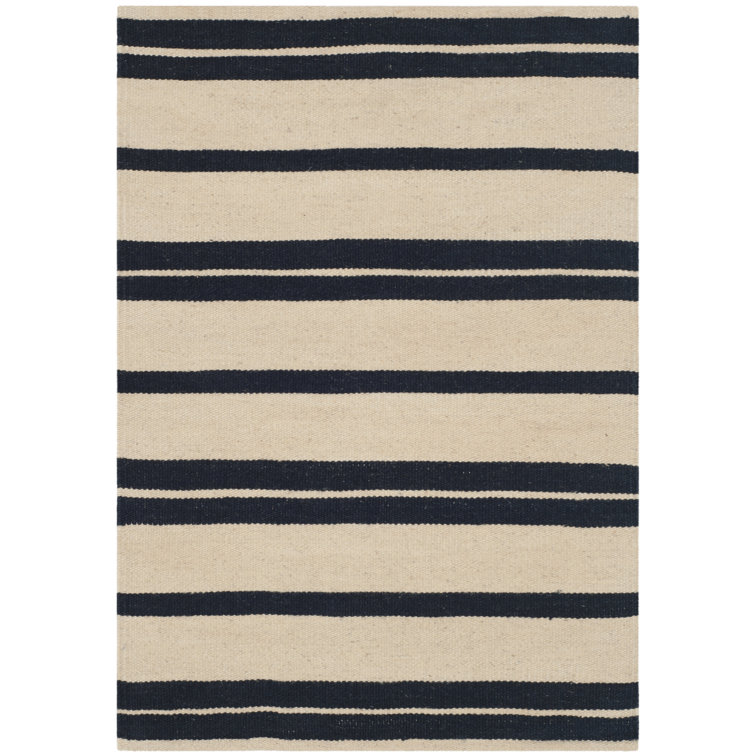 Sagaponeck Wool Striped Area Rug in Cinder/Cream