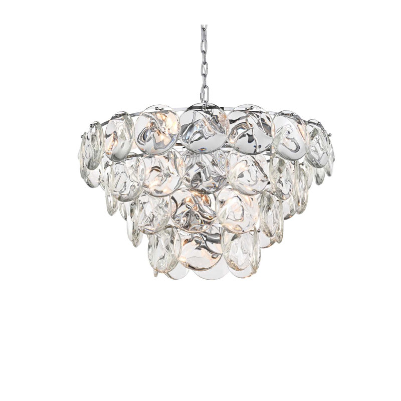 Lustre en cristal 30 pouces Idamay, Chrome chrome