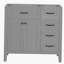 Comptoir de salle de bain 36 po sans lavabo, base d'armoire seulement, armoire de salle de bain avec tiroirs, cadre robuste et panneau de fibres à densité moyenne, gris