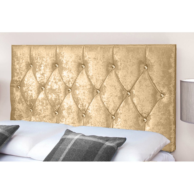 Upholstered Velvet Headboard, Small Double (4'), Gold
