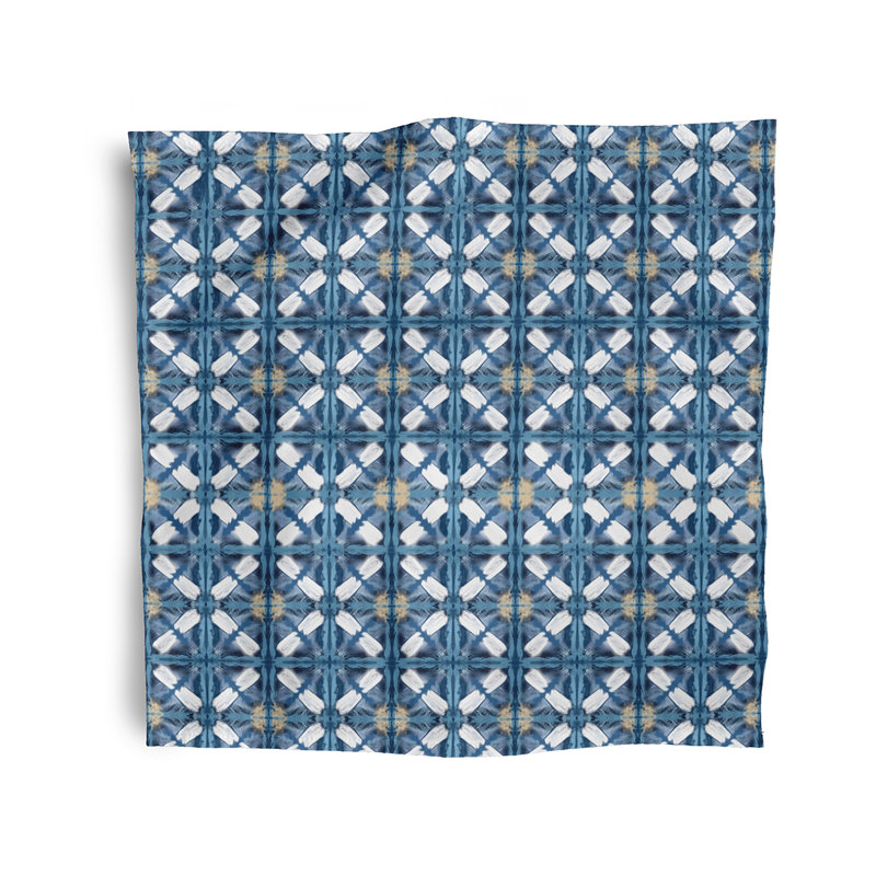 Charlie-May Polyester Geometric Square Napkin, Navy