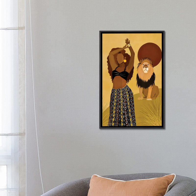 Maya par Bria Nicole-impression d’art graphique, Pas de tapis, H 26 po x l 18 po x 1,5 po, Toile avec cadre noir patiné