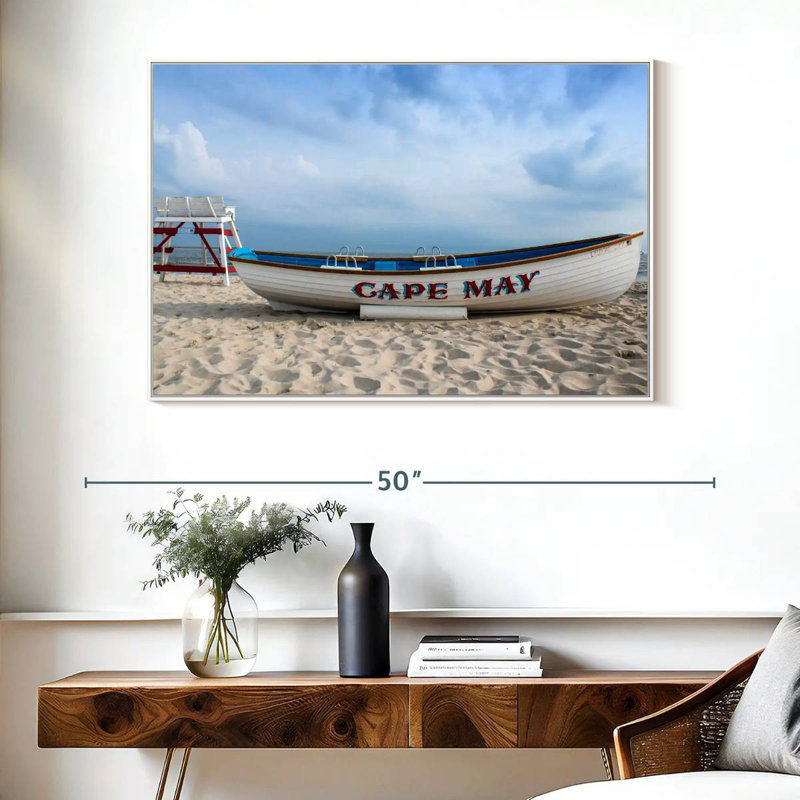 Bateau au cap May, Cadre flottant blanc, 40 po x 27 po