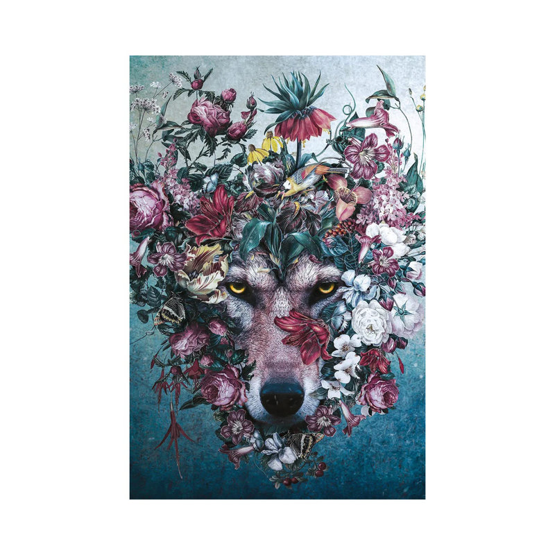 Flower Wolf II by Riza Peker - Print on Canvas, 101.6cm H x 66.04cm W x 3.81cm D, Wrapped Canvas