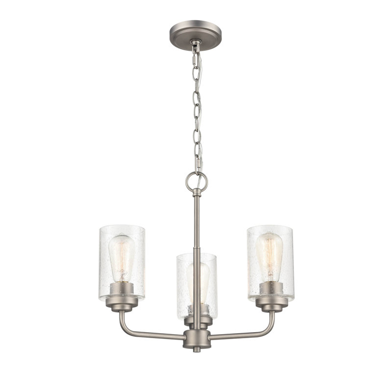 3 lumières 18 po Lustre noir mat, Nickel satiné