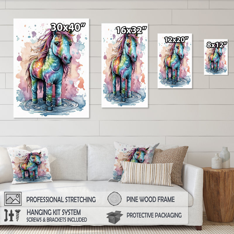 Arc-en-ciel, licorne mystique, Cadre photo noir, H 20 po x l 12 po x P 1 po