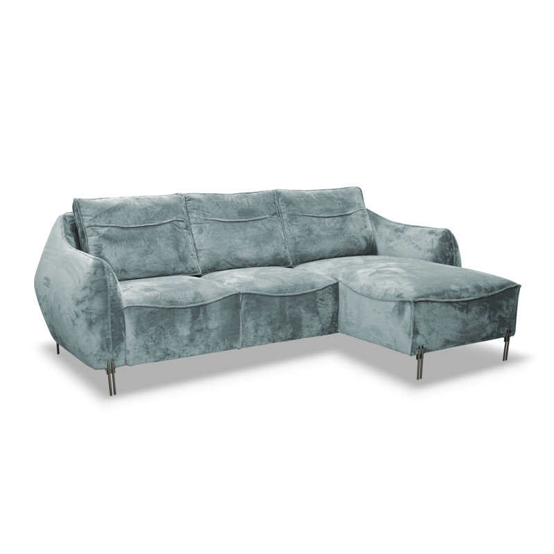 Adly 3 Seater Fabric Sofa & Chaise, Right Hand Facing, Teal