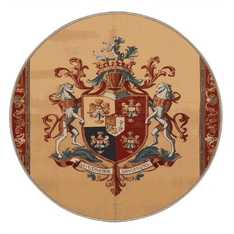 Machine Washable French Brown Area Rug, Round 5'