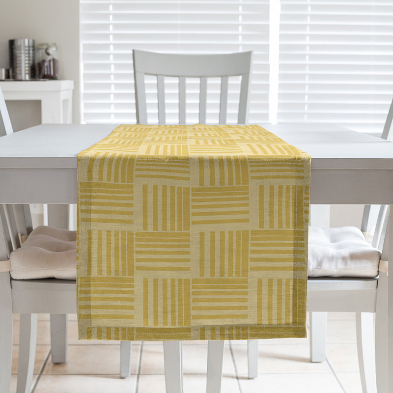 Fractured Stripes Table Runner, 16" x 90", Yellow