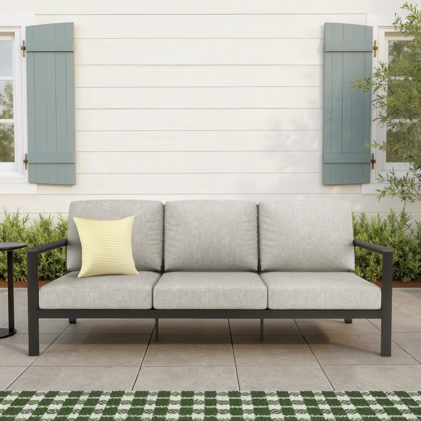Townsend 80" Sunbrella® Patio Sofa, Sunbrella Canvas Fern, Yes, Brown