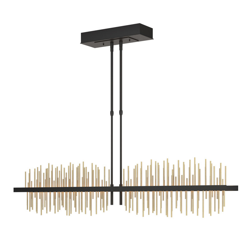 Gossamer 1 - Light Kitchen Island Linear LED Pendant, Modern Brass, Black