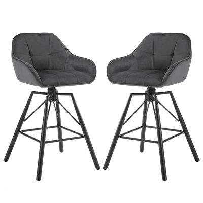 Mukesh Swivel Yes Velvet Bar Stool with Steel Frame