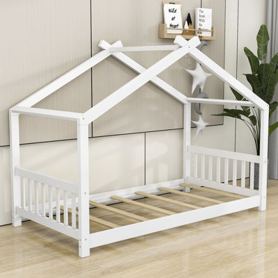 Nikep Twin Size House Platform Bed with Headboard and Footboard
