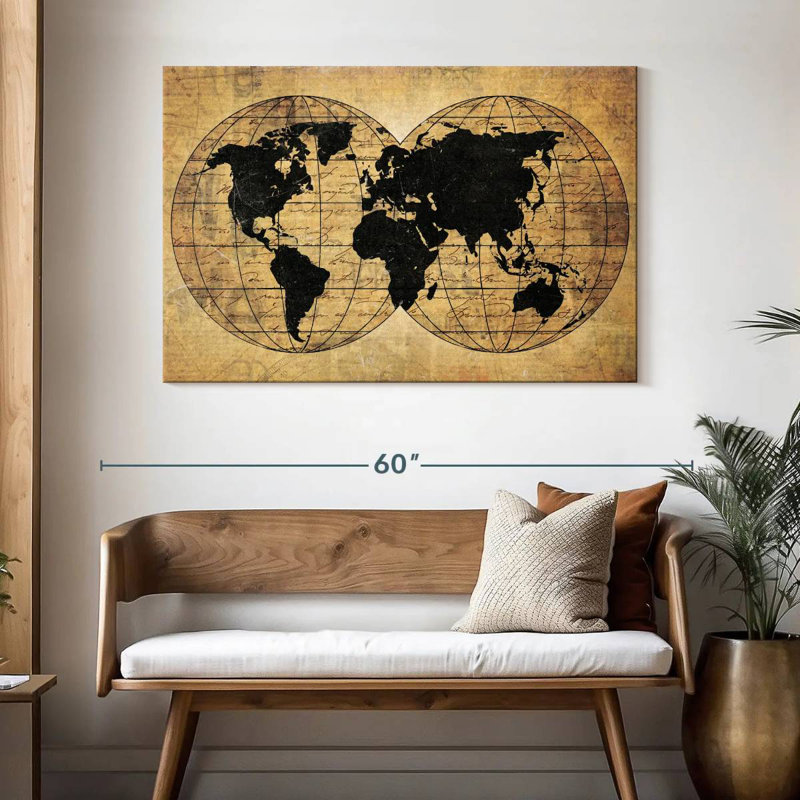 Carte du monde Aliaz Old Globe, H 32 po x l 48 po