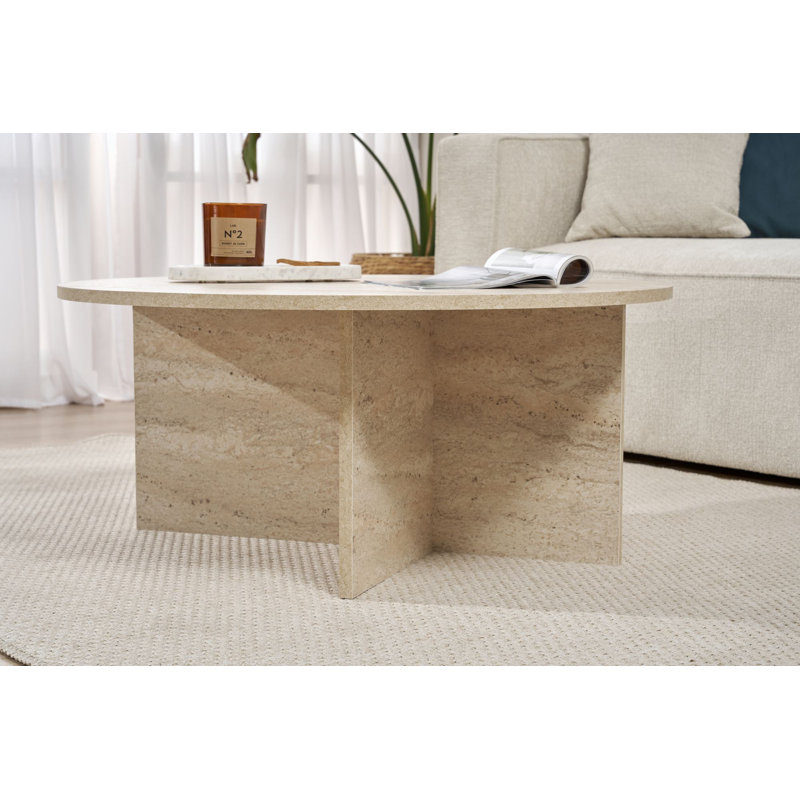 Table basse moderne, couleur travertin, 90 x 40 x 90 cm, 100% panneau de particules enduit de mélamine, épaisseur: 0 cm, durable et design