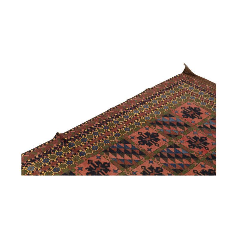 Tapis orange et brun noué à la main de haute qualité