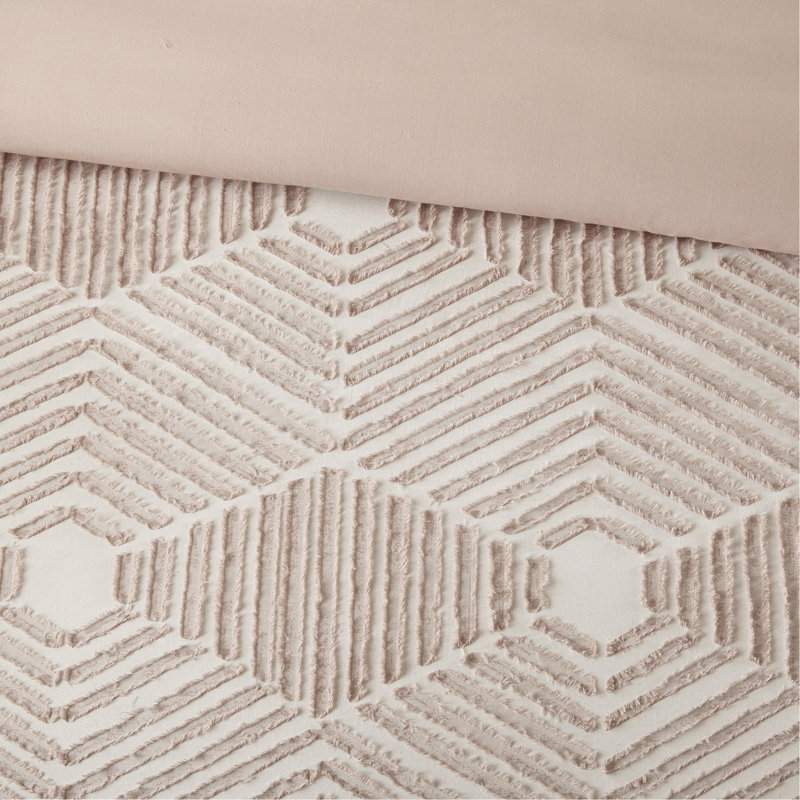 Ensemble d'édredon en jacquard de coton rosé, Grand édredon + 2 taies décoratives 