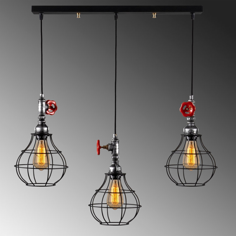 Luminaire suspendu géométrique à 3 lumières pour îlot de cuisine Frye