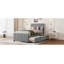 Lit plateforme tapissier simple en velours avec lit gigogne simple-1234972429