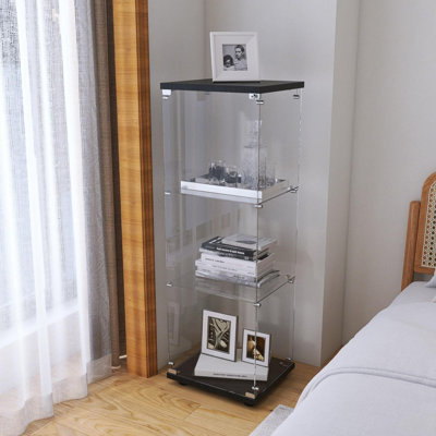 Armoires de rangement en verre à une seule porte et trois tablettes