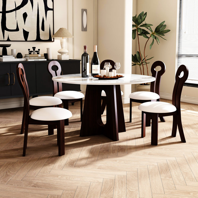 Ensemble de table de salle à manger en marbre moderne, plateau de table rond