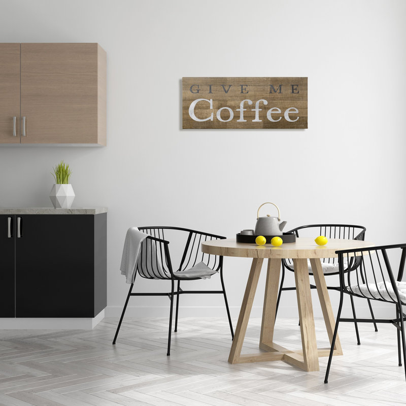 Rustique Donnez-moi du café, H 13 po x l 30 po, Toile tendue