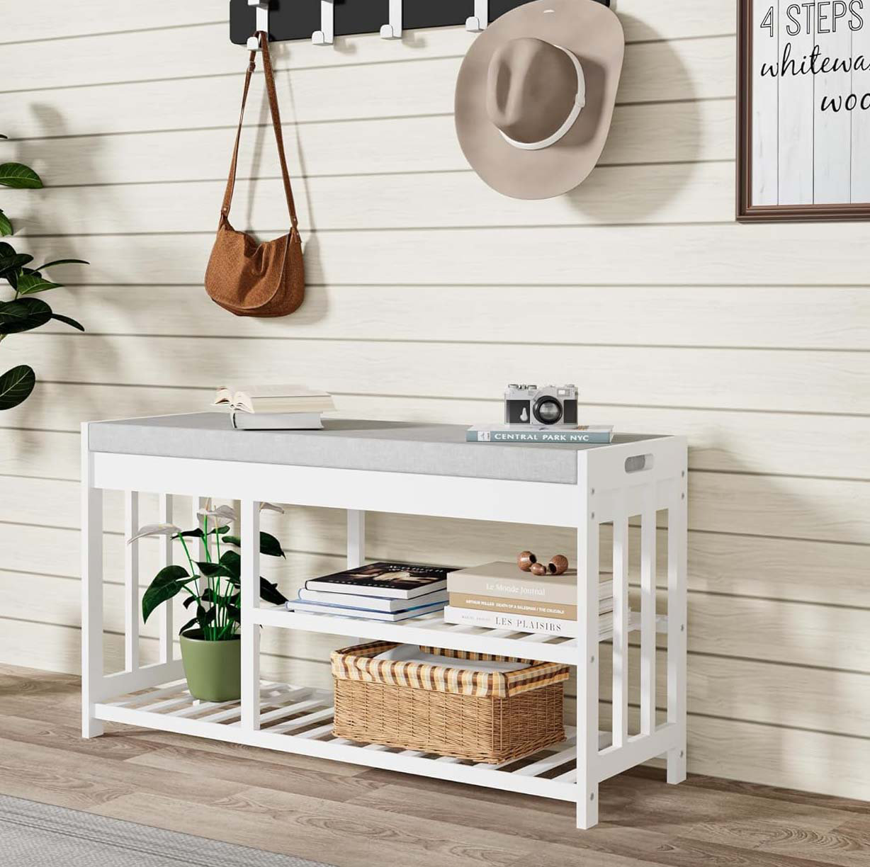 Red Barrel Studio 3-Tier Bamboo Shoe Rack Bench, Shoe Storage Organizer ...