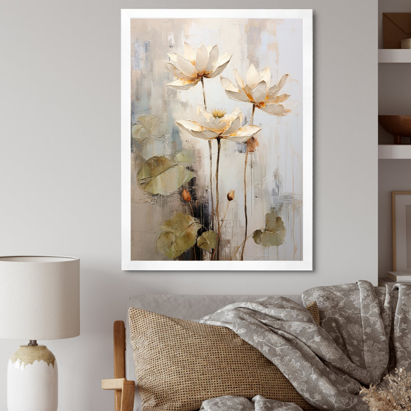 Rétro connexion de lotus I, Cadre photo blanc, H 40 po x l 30 po x P 1,5 po