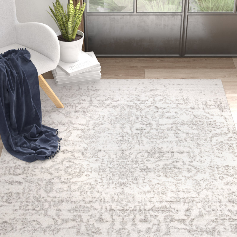 Peter Silver/Ivory Area Rug, Rectangle 160 x 229 cm