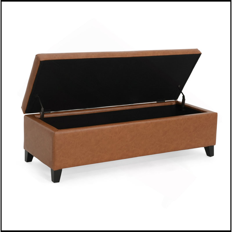 OTTOMAN DE RANGEMENT EN PU orange brun