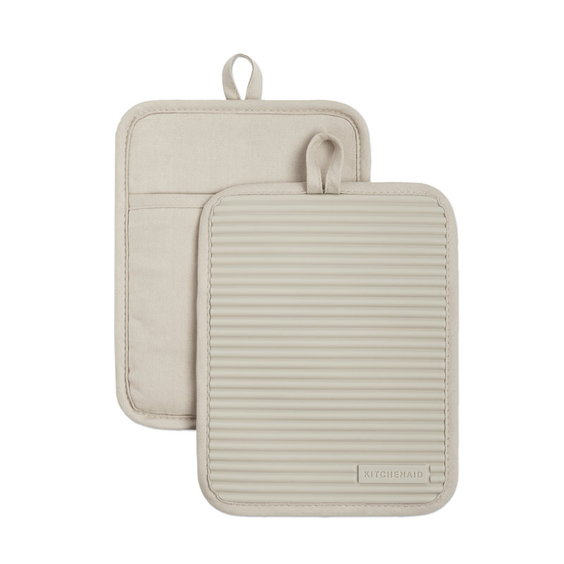 KitchenAid Ribbed Soft Silicone Potholder, Tan
