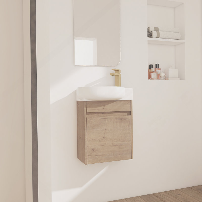 Meuble-lavabo autoportant à fermeture en douceur avec lavabo