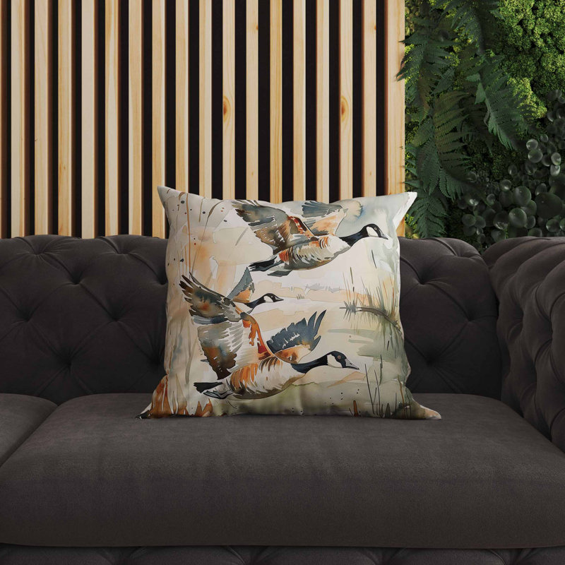 Coussin intérieur / extérieur Three Geese, Carré 20 po, Bleu