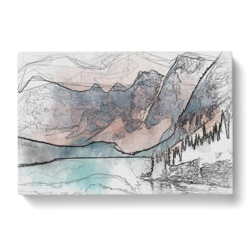 Mountains By Lake Moraine Canada In Abstract - Wrapped Canvas Print, 40cm H x 60cm W x 3cm D