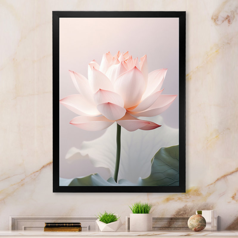 «Lunel Hinduisim Art Lotus Serenity» - Art mural sur toile de l'hindouisme, H 32 po x l 16 po x P 1 po, Cadre photo noir