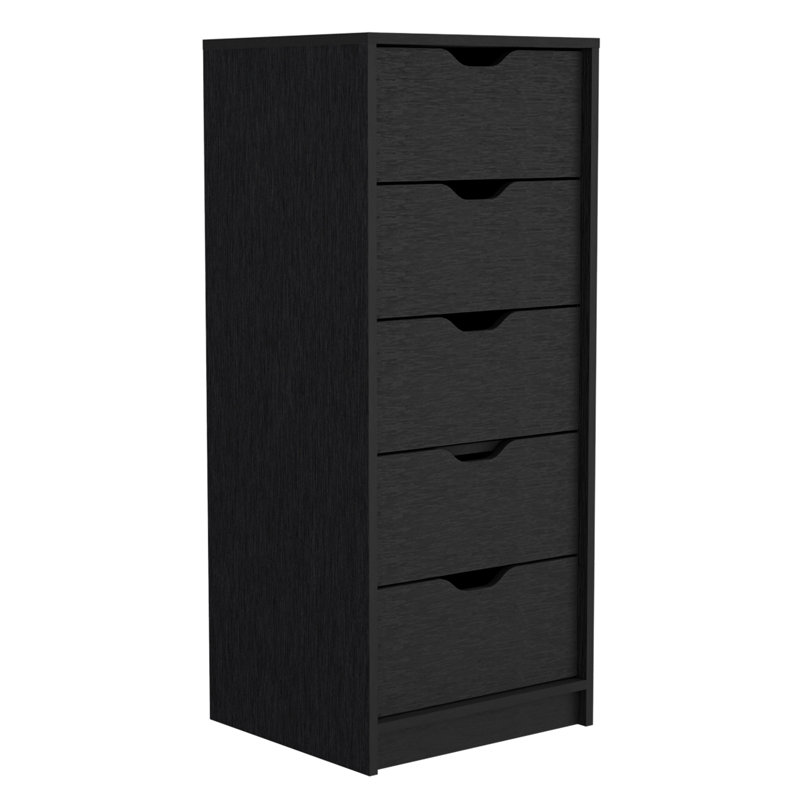 Alyias 45cm W 5 - Drawer Chest of Drawers, Black