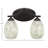 Zilo 2 Light Bath Bar Shown In Graphite Finish With 5" Black Fusion Glass-32415623-32415625